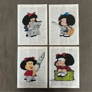 Mafalda Themed Dictionary Prints - Set of 4